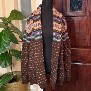 Chaps Ralph Lauren Vintage Fair Isle Shawl Cardigan Size L